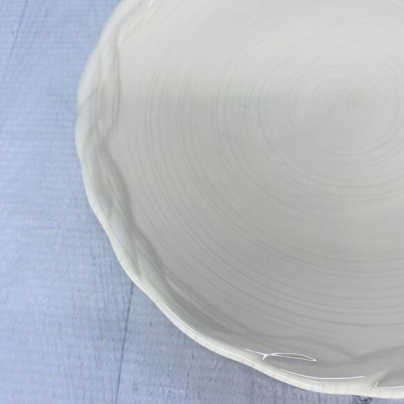 Tracy OCTAVIA HILL Solid Cream Twisted Rope Edge Ceramic 8" Salad Plates Set 4 - Picture 14 of 16